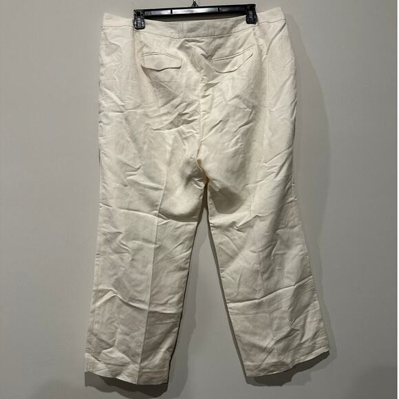 Talbots Plus Size 20 High Rise Petite Linen Work Heritage Pants Cream Neutral - Picture 2 of 11